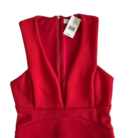 Bec & Bridge NWT Women'4 Red Sleeveless Mini Bodycon V Neck Classic Fitted Dress - Picture 3 of 15